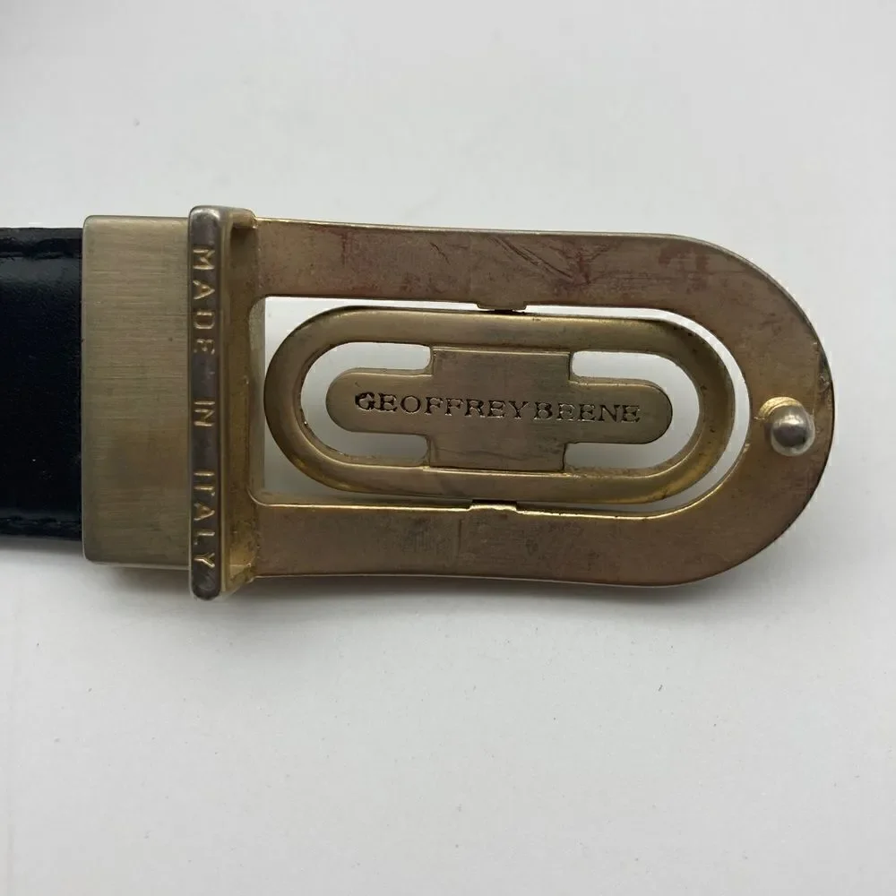 Geoffrey Beene Leather Brown/Black Men’s Belt Size 44-110 Made in Italy